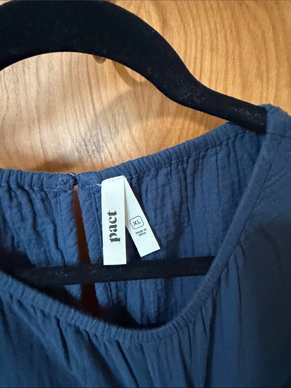 Pact organic coastal double gauze tiered midi dress size xl navy blue like new - Picture 3 of 5